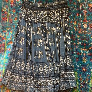 Funky People Blue and Black Elephant A-Line Skirt